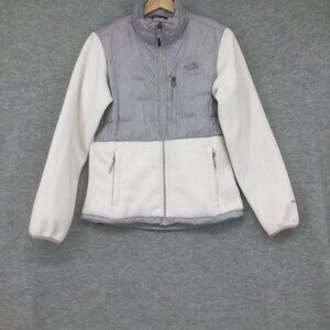 The North Face Denali Jacket Small Fleece White Grey Full Zip Outdoor Winter